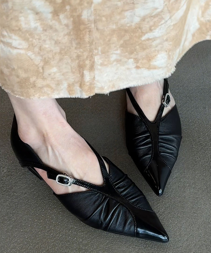 White Sheepskin Boutique Splicing Flat Shoes Pointed Toe