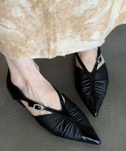 White Sheepskin Boutique Splicing Flat Shoes Pointed Toe