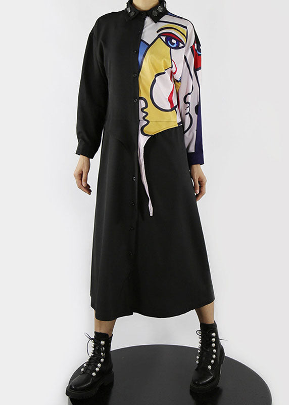 Weiß Streetwear Hemd Kleider Knopf Frühling