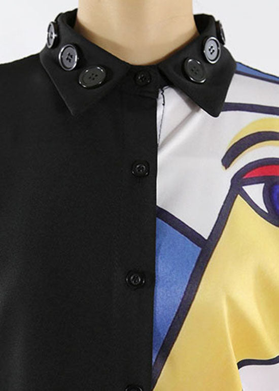 Weiß Streetwear Hemd Kleider Knopf Frühling