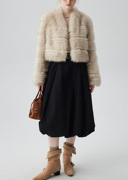 Cárdigan de piel de zorro gruesa blanca de gran tamaño para invierno