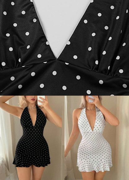 White Tie Lace Patchwork Mid Dress Summer