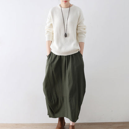 Weiße Baumwollpullover Damen Strickoberteile 2024 Winter kurze Pullover