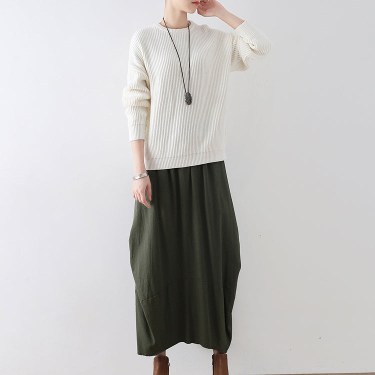 Weiße Baumwollpullover Damen Strickoberteile 2024 Winter kurze Pullover