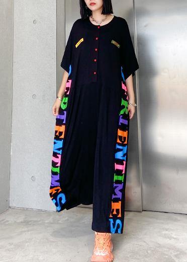 Wide leg jumpsuits loose large size fashion casual black jumpsuit - SooLinen