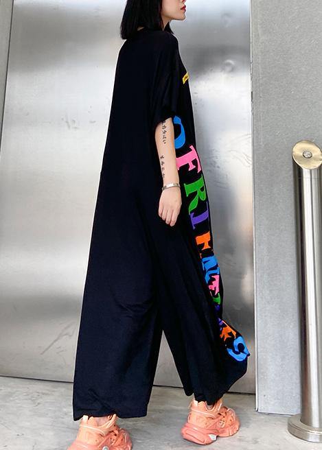 Wide leg jumpsuits loose large size fashion casual black jumpsuit - SooLinen
