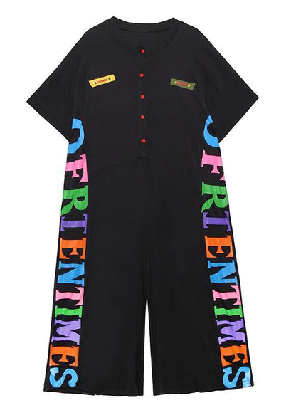 Wide leg jumpsuits loose large size fashion casual black jumpsuit - SooLinen