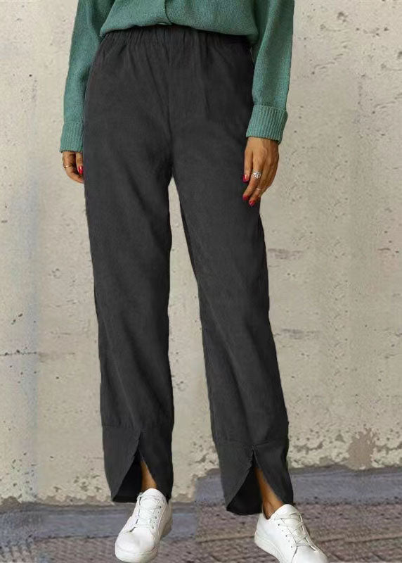 Weite Damenhose mit elastischer Taille und Taschen in reiner Farbe