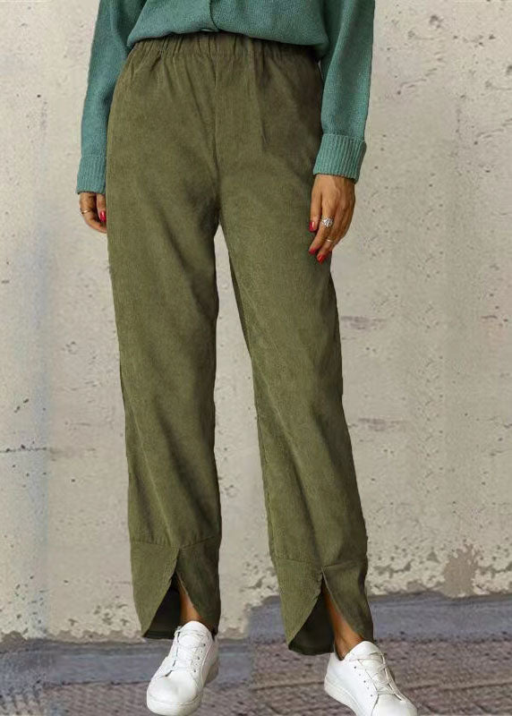 Weite Damenhose mit elastischer Taille und Taschen in reiner Farbe