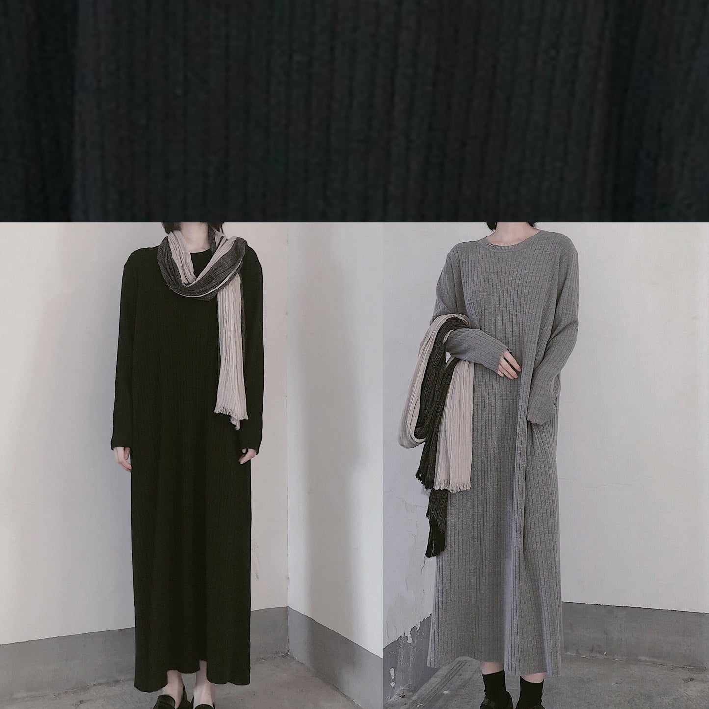 Winter Gray Sweate Outfit Refashion O Neck Long Sleeve Art  Knit Dresses - SooLinen