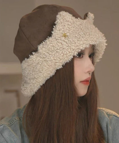 Winter Versatile Coffee Faux Fur Warm Ear Protection Hat