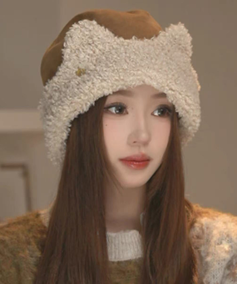 Winter Versatile Coffee Faux Fur Warm Ear Protection Hat