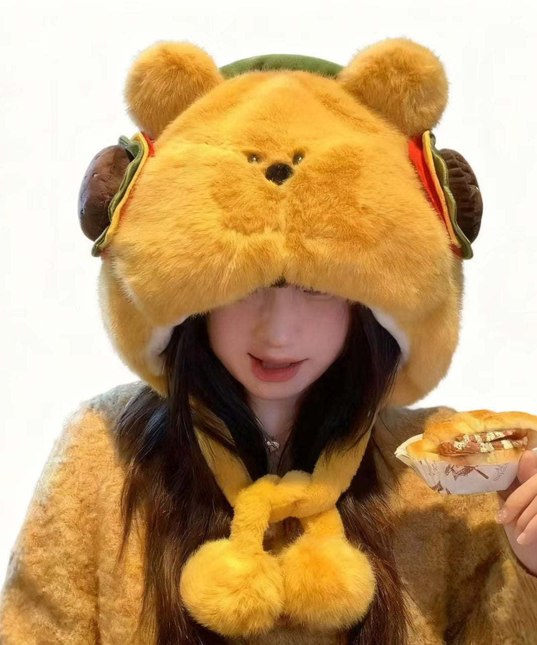 Wintergelbe, süße, dicke, warme Fleece-Fuisseurmütze