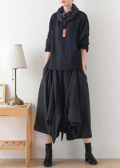 Winter new irregular knitted pants loose large women's crotch pants - SooLinen