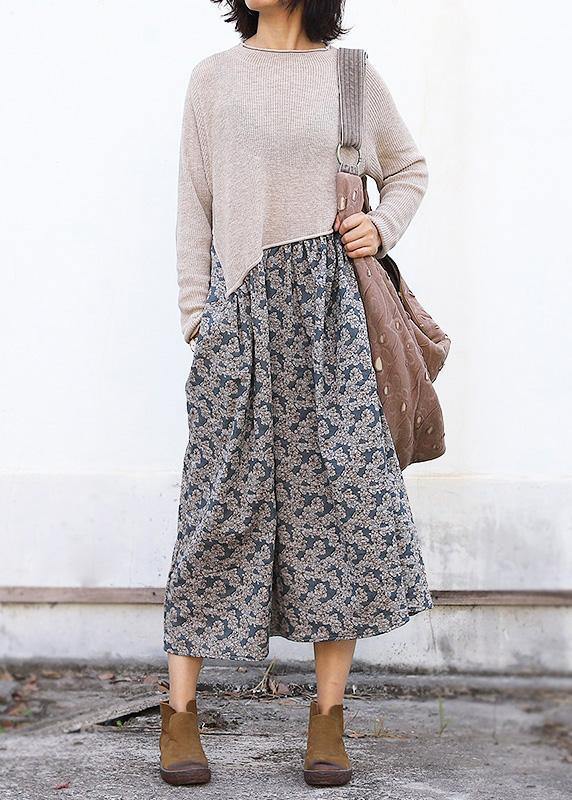 Winter o neck Sweater patchwork dresses Classy nude Mujer sweater dresses - SooLinen