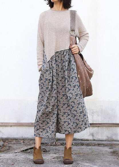 Winter o neck Sweater patchwork dresses Classy nude Mujer sweater dresses - SooLinen