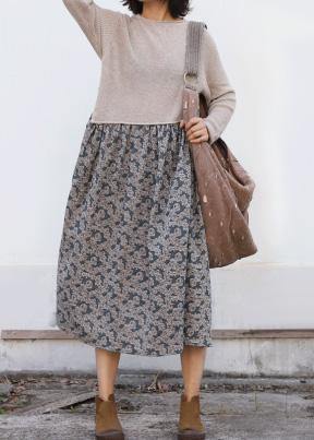 Winter o neck Sweater patchwork dresses Classy nude Mujer sweater dresses - SooLinen