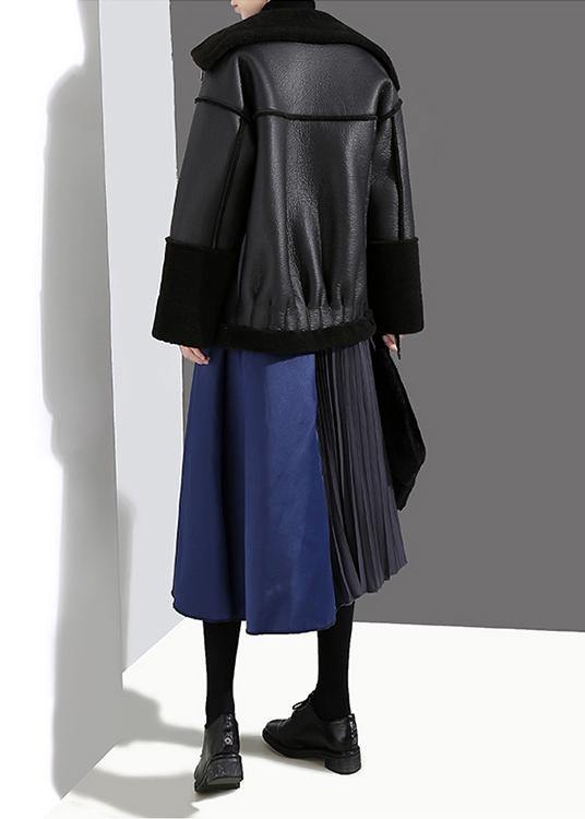 Woman Multicolor Patchwork Pleated Skirt A-Line Ruffles Patchwork High Waist Skirt - SooLinen