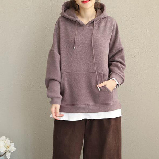 Damen 2018 Neue Casual Thicken Brushed Fleece Loose Tops Q1912