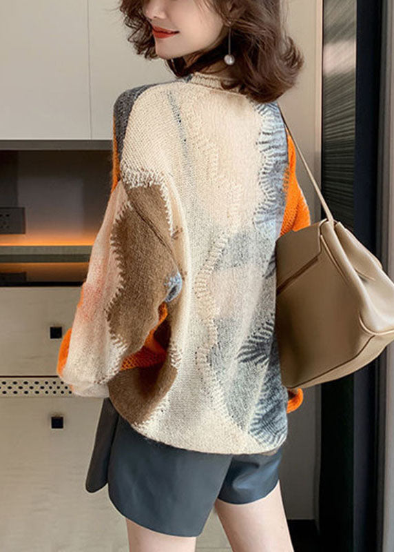 Apricot Hollow Out Loose Herbst Strickpullover für Damen