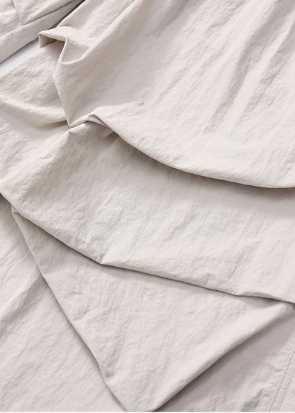 Women Apricot Oversized Wrinkled Spandex Wide leg Pants Spring