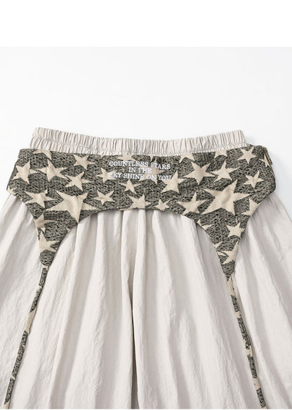 Women Apricot Oversized Wrinkled Spandex Wide leg Pants Spring