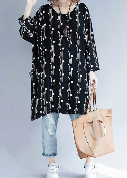 Frauen Batwing Ärmel leinen kleidung 2019 Ausschnitt schwarz lose Kleider Sommer