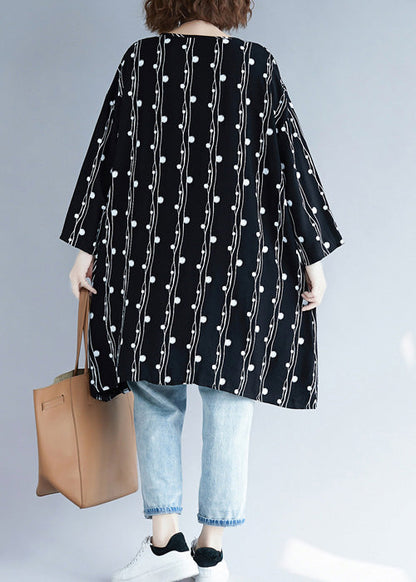 Frauen Batwing Ärmel leinen kleidung 2019 Ausschnitt schwarz lose Kleider Sommer