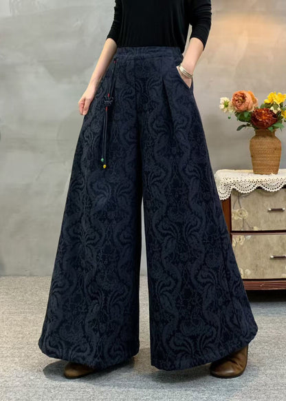 Beige Damen Fleecehose mit Quastenstickerei, warm, Winter