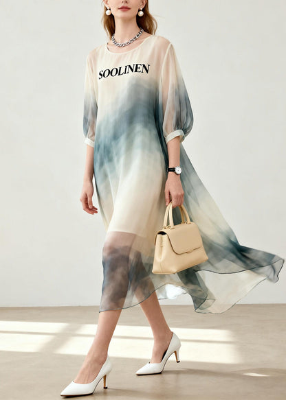 Women Beige Tie Dye Chiffon Vacation Dresses Summer