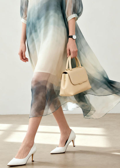 Women Beige Tie Dye Chiffon Vacation Dresses Summer