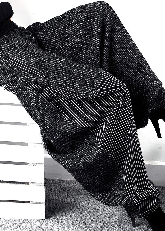 Frauen Schwarz Asymmetrische Gestreifte harem hosen Winter