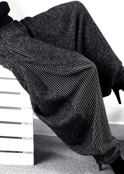 Frauen Schwarz Asymmetrische Gestreifte harem hosen Winter