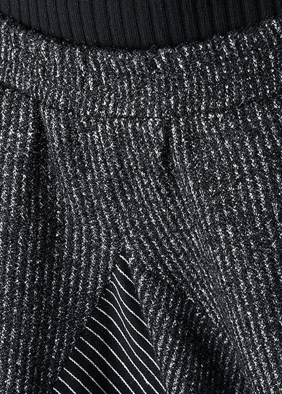 Frauen Schwarz Asymmetrische Gestreifte harem hosen Winter