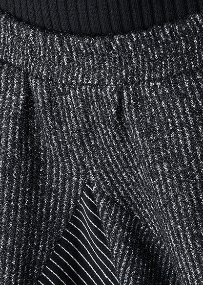 Frauen Schwarz Asymmetrische Gestreifte harem hosen Winter