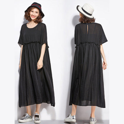 Frauen Schwarz Casual Patchwork Kleider Lange Shirt Tuniken Pullover