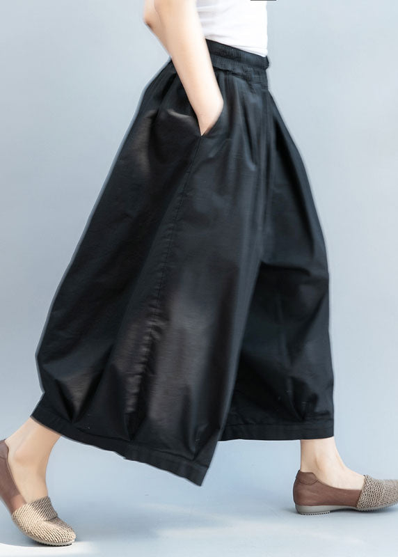 Frauen Schwarz Cinched Taschen Baumwolle laterne Hosen Frühling