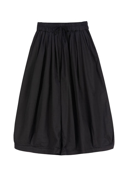 Frauen Schwarz Cinched Taschen Baumwolle laterne Hosen Frühling