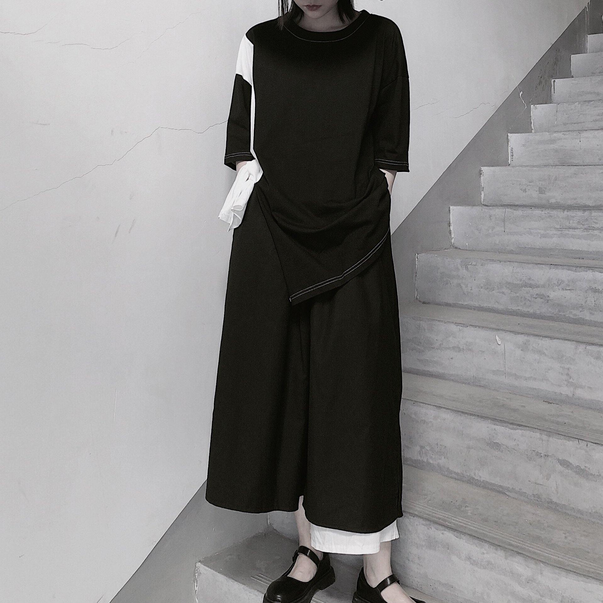 Women Black Clothes O Neck Patchwork Art Spring Blouses - SooLinen