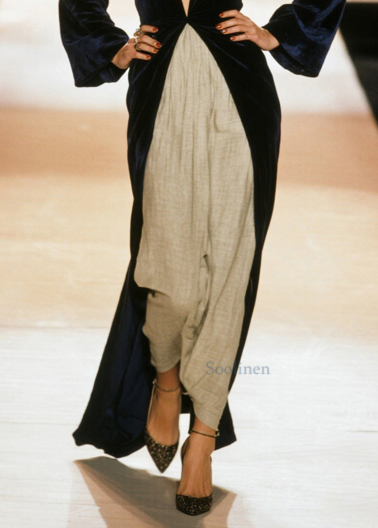 Schwarzes, tief ausgeschnittenes Patchwork-Baumwollkleid mit Patchwork-Muster für Damen, Frühling