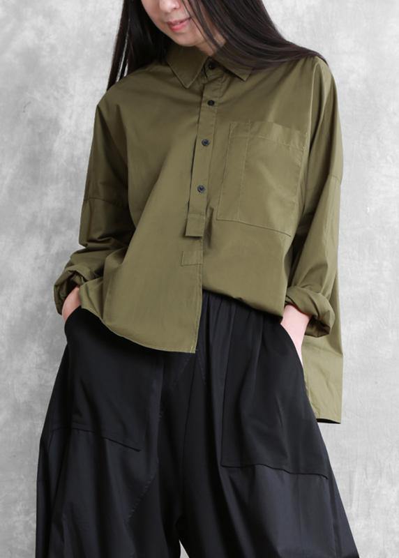 Women Black Peter Pan Collar Button Cotton Shirt Summer - SooLinen