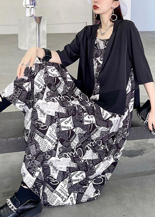 Women Black Peter Pan Collar side open stand collar Half Sleeve Coat Summer - SooLinen