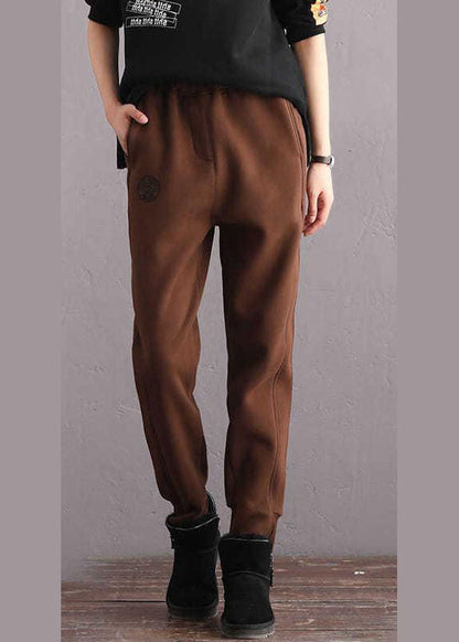 Frauen Schwarze Taschen dicke Warme Fleecehose Winter