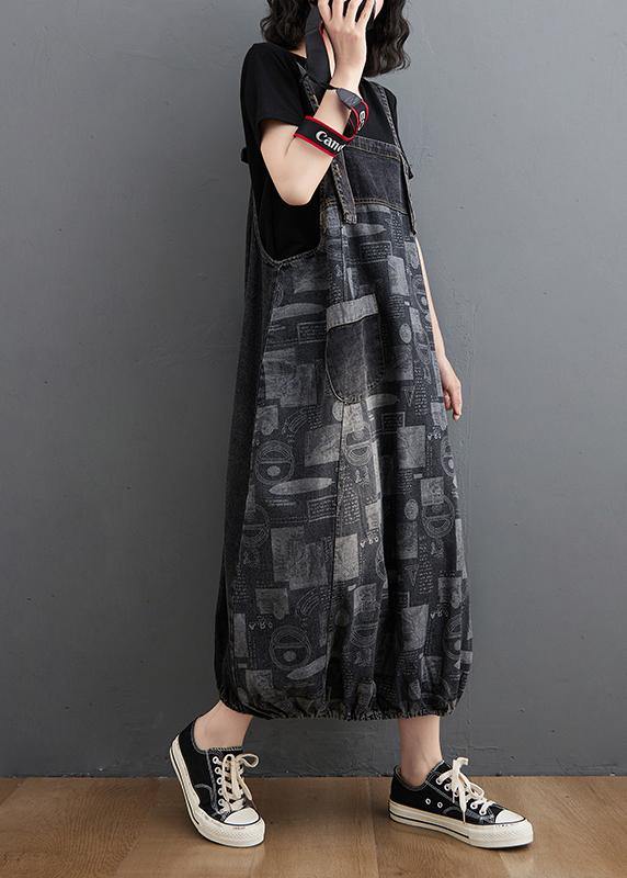 Women Black Print Clothes For Women Spaghetti Strap A Line Spring Dress - SooLinen