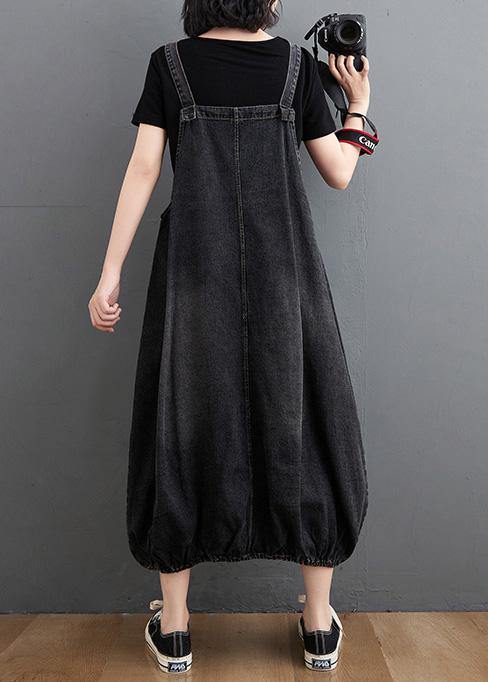 Women Black Print Clothes For Women Spaghetti Strap A Line Spring Dress - SooLinen