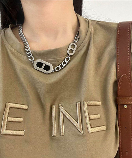 Halskette mit Schweinenase aus schwarzem Edelstahl für Damen