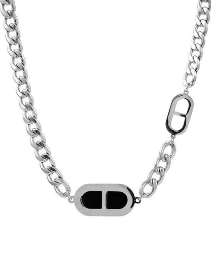Collar de acero inoxidable negro con forma de nariz de cerdo para mujer