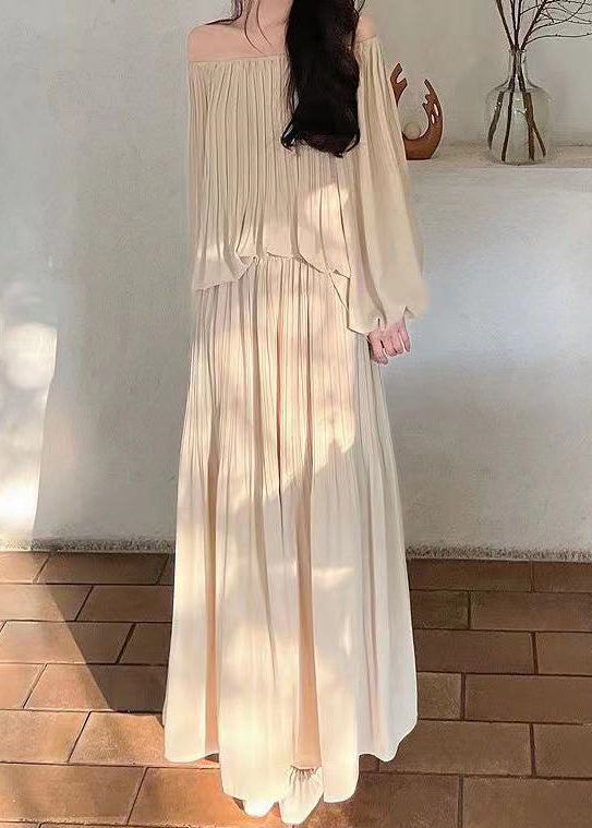 Frauen Schwarz Faltig Tops Und Röcke Baumwolle Zwei Stücke Set Langarm