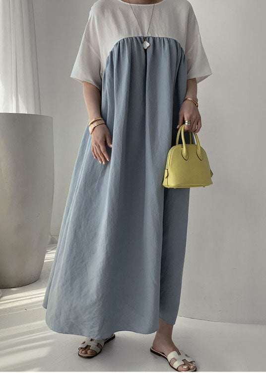 Damen Schwarzes seitlich offenes Patchworkkleid mit kurzen Ärmeln