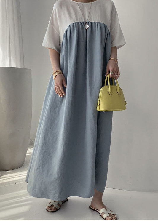 Damen Schwarzes seitlich offenes Patchworkkleid mit kurzen Ärmeln